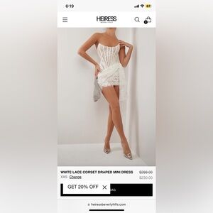 Heiress Beverly Hills WHITE LACE CORSET DRAPED MINI DRESS